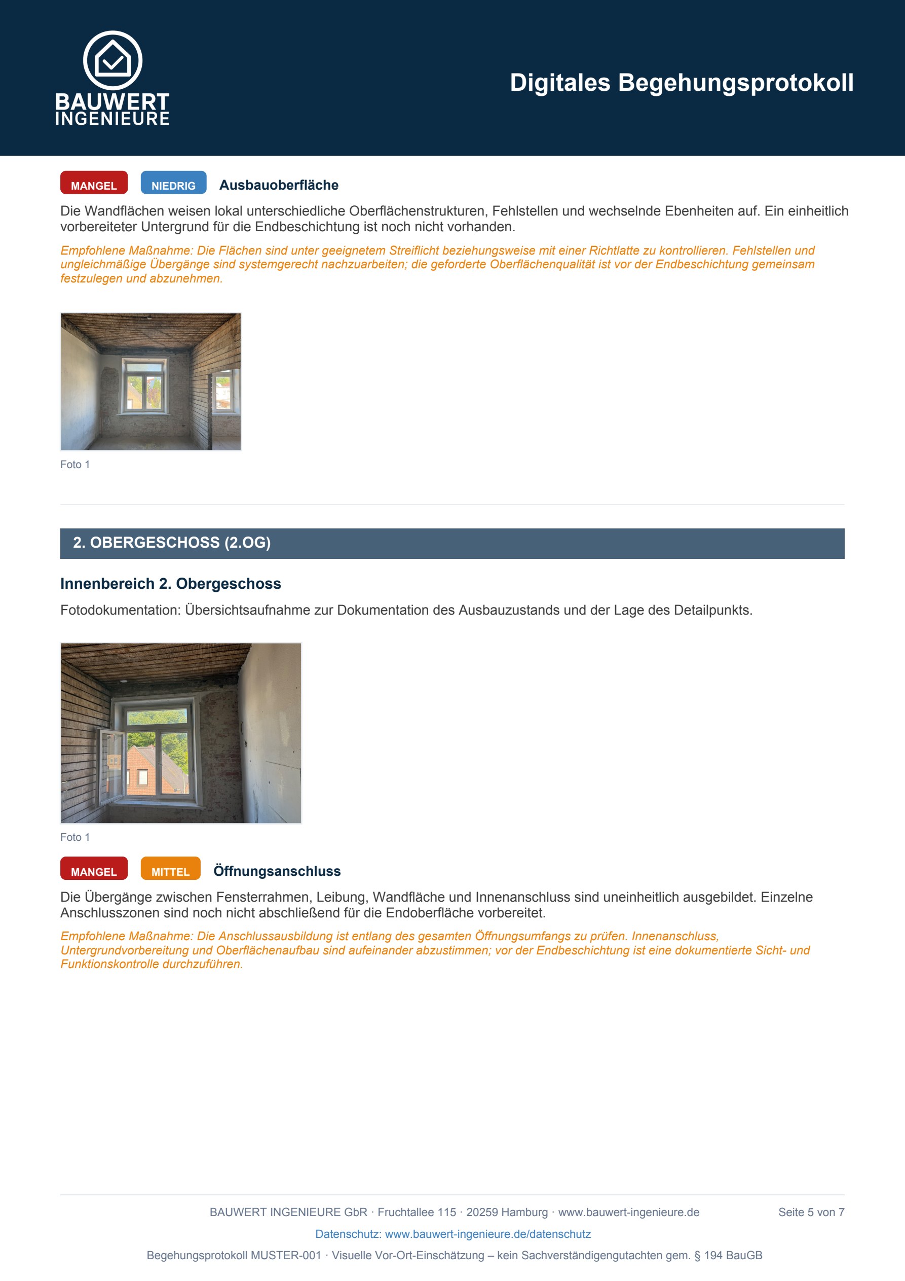 Seite 5: Ausbauoberfläche und Innenprüfung 2. Obergeschoss